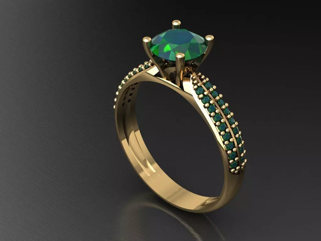 T168- Diamond solitarie ring 3D print model_0