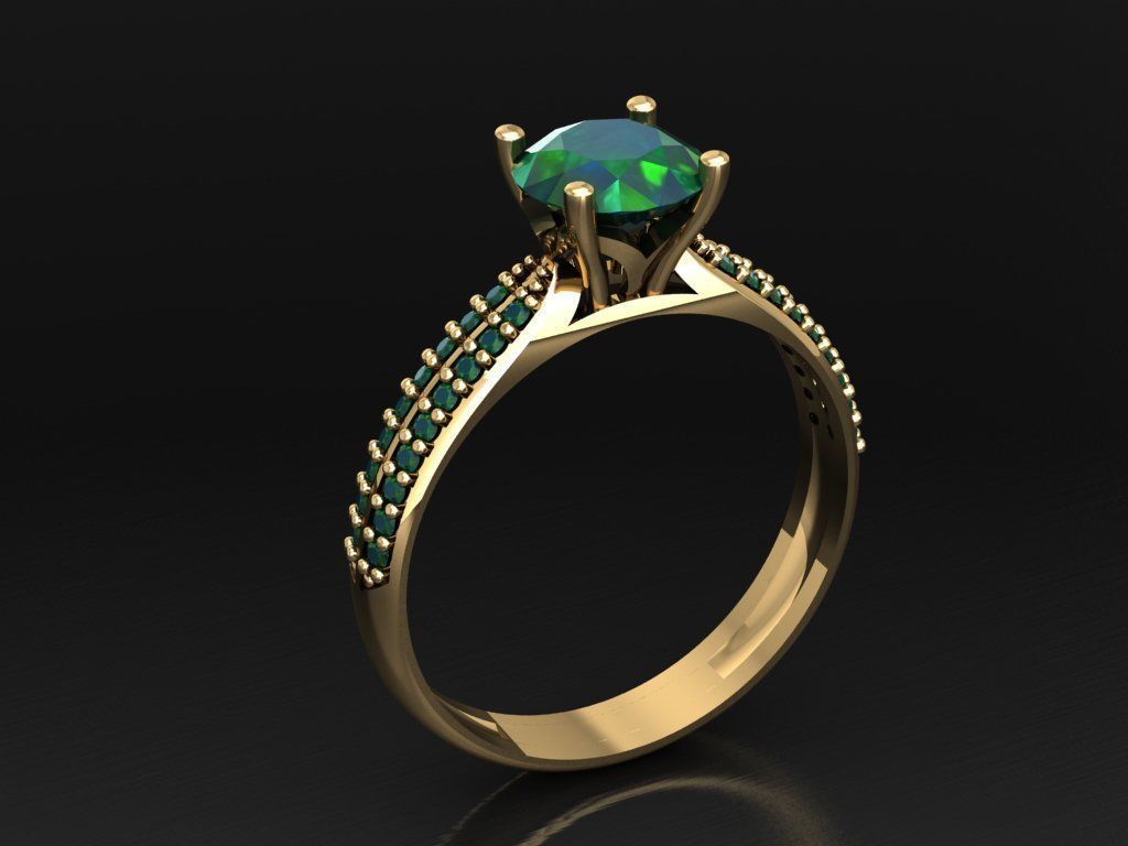 T168- Diamond solitarie ring 3D print model_1