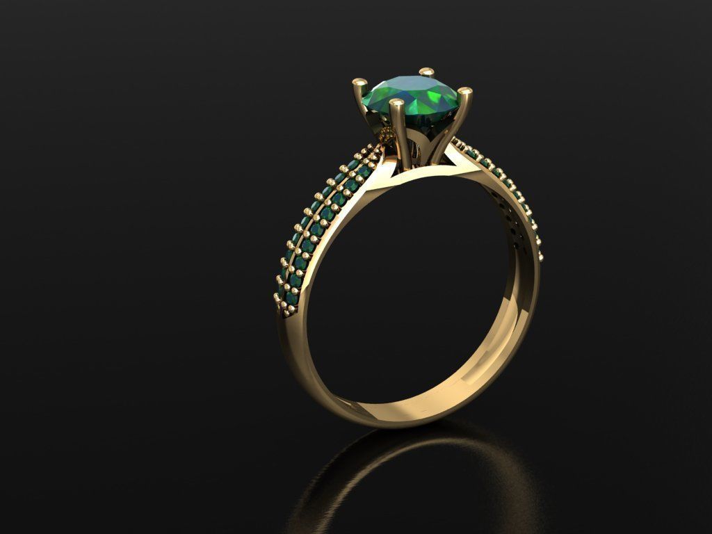 T168- Diamond solitarie ring 3D print model_3