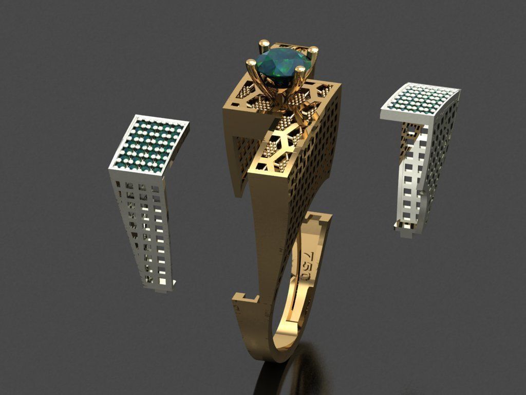 T178- Diamond solitarie  ring 3D print model_5