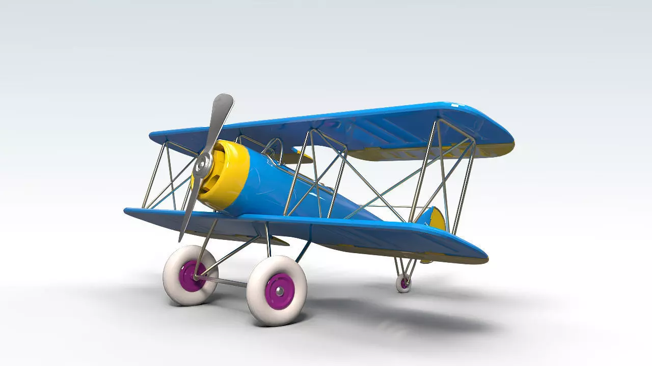 Toy Airplane PBR Low-poly 3D model_0