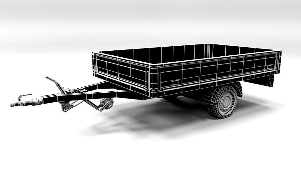 CAR TRAILER LOWPOLY Low-poly 3D model_5
