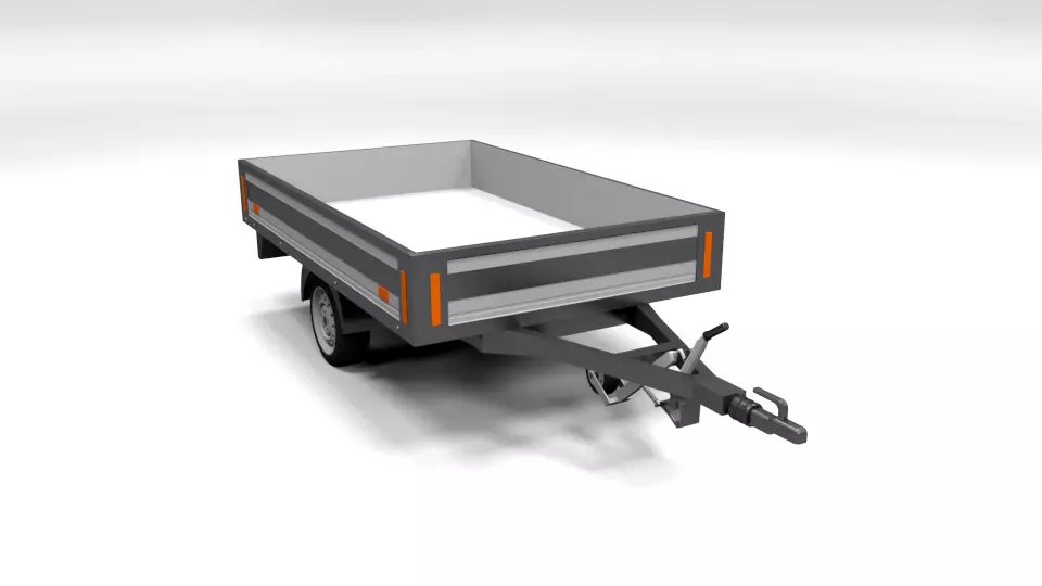 CAR TRAILER LOWPOLY Low-poly 3D model_0