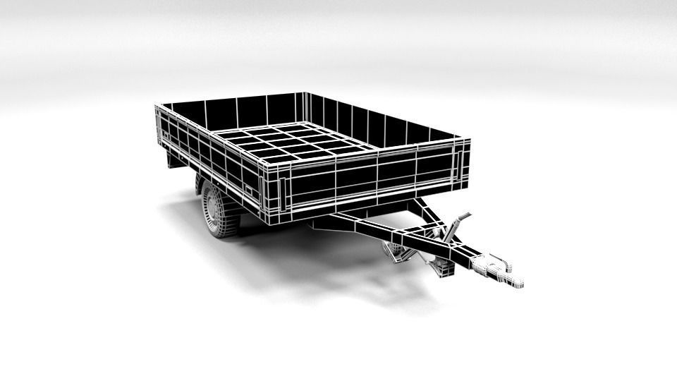 CAR TRAILER LOWPOLY Low-poly 3D model_1