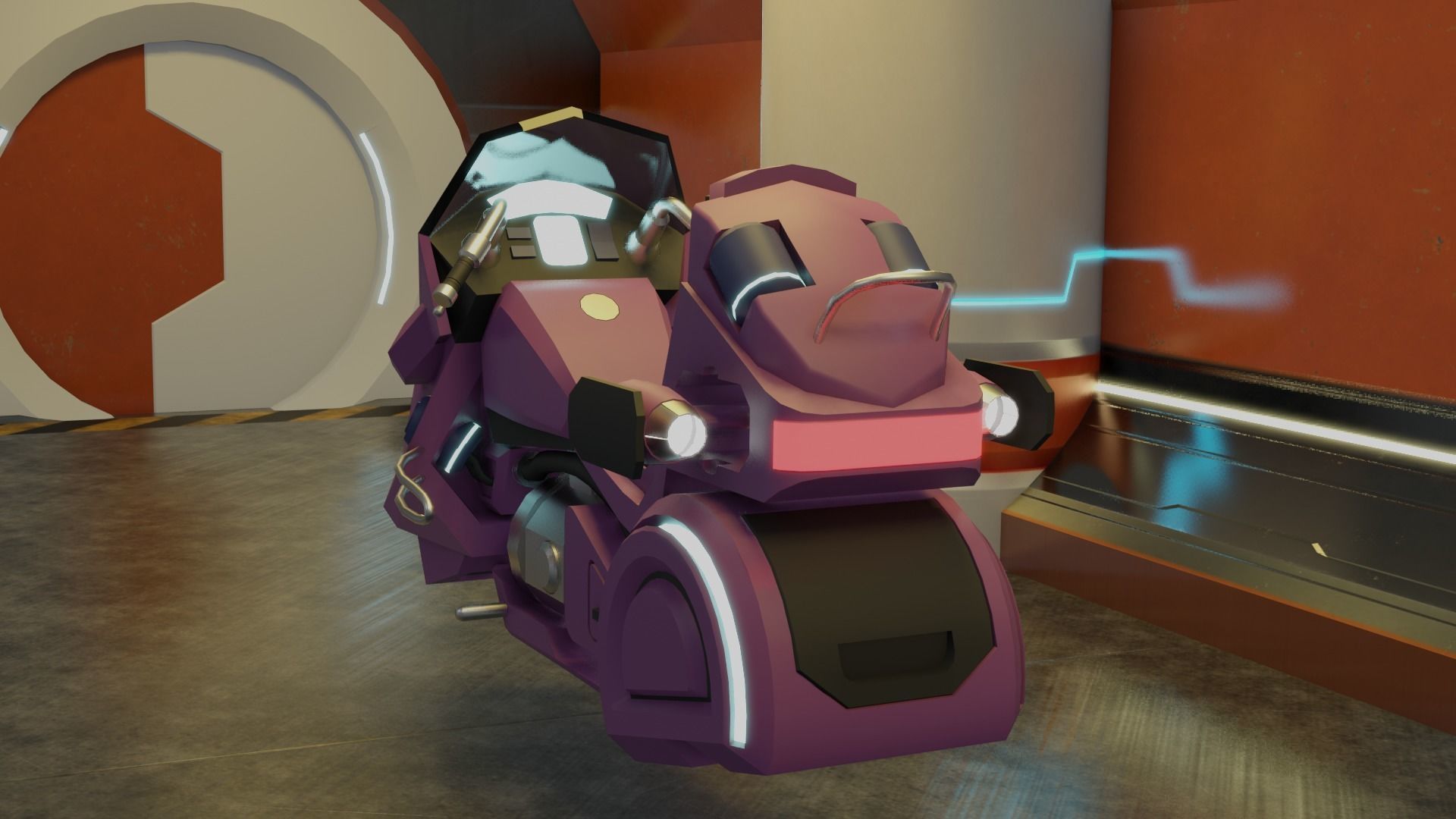 sci-fi vehicle Low-poly 3D model_7