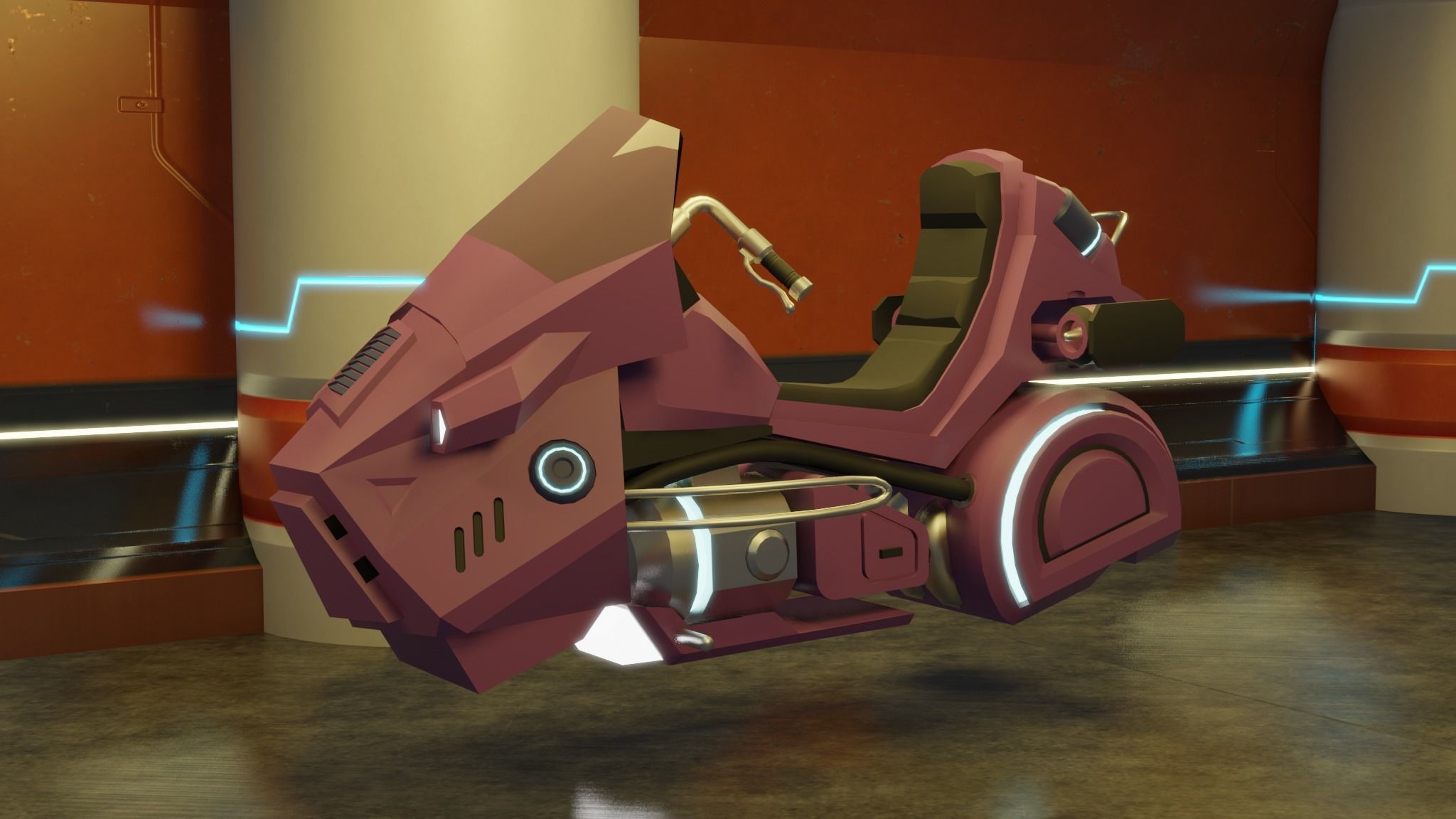 sci-fi vehicle Low-poly 3D model_3