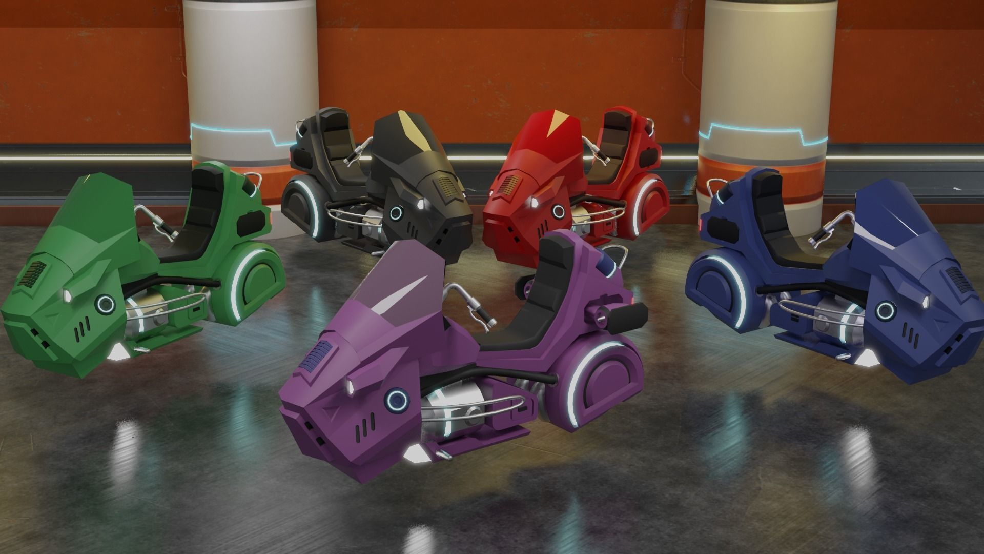 sci-fi vehicle Low-poly 3D model_4