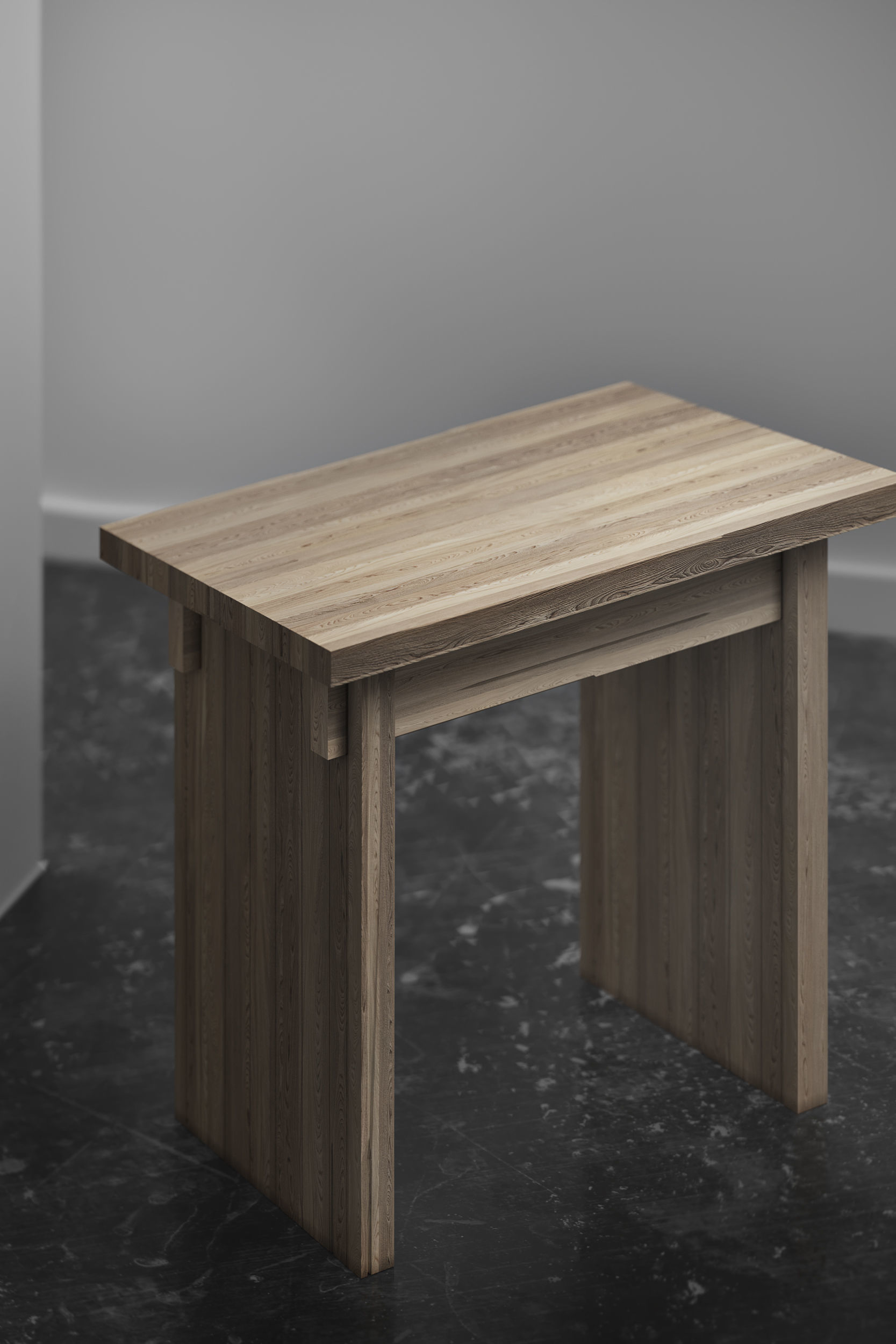 White wooden table Free 3D model_1