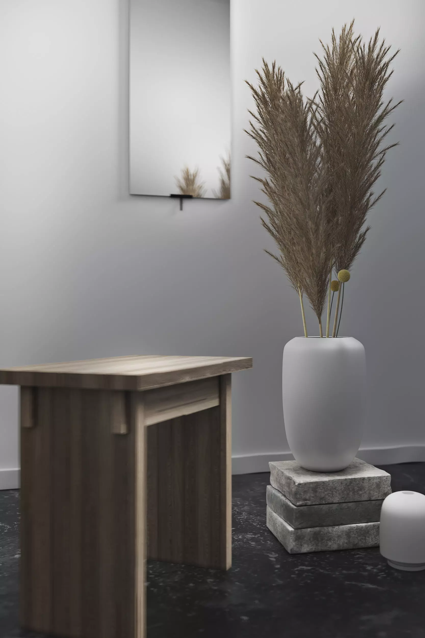 White wooden table Free 3D model_0