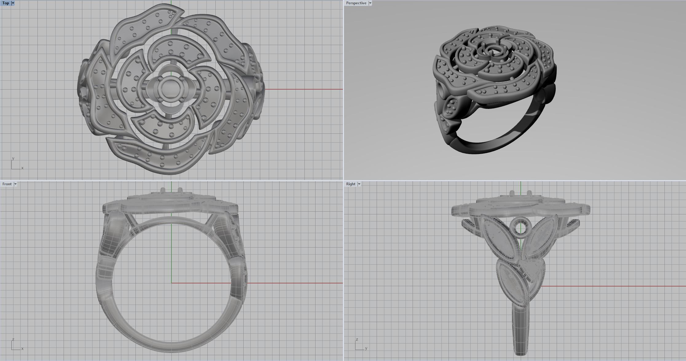 Flower ring 2 3D print model_3