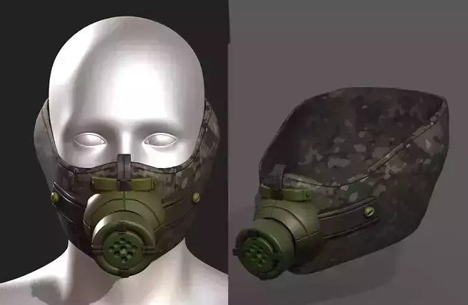 Gas mask respirator scifi futuristic 3d  Low-poly 3D model