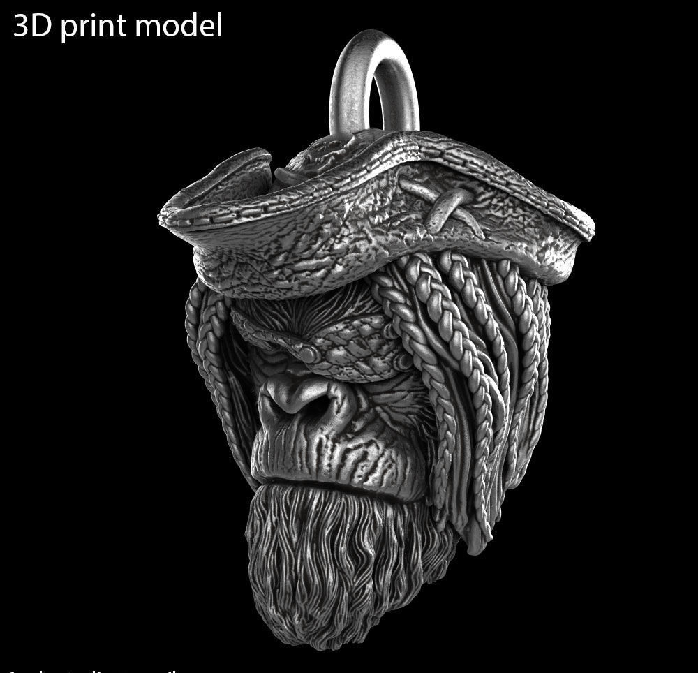 Animal pendant jewelry Pirate monkey vol2  3D print model_7