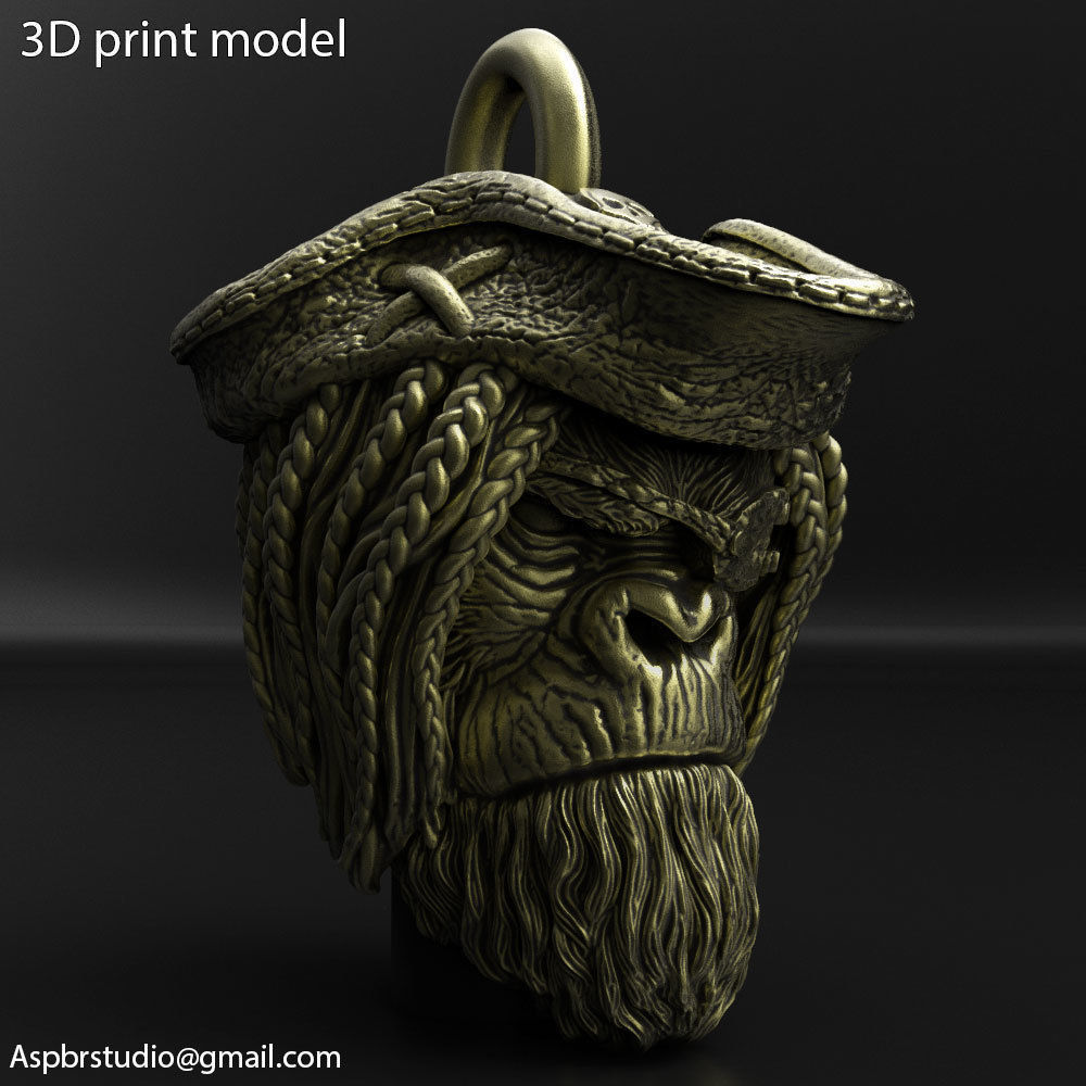Animal pendant jewelry Pirate monkey vol2  3D print model_3