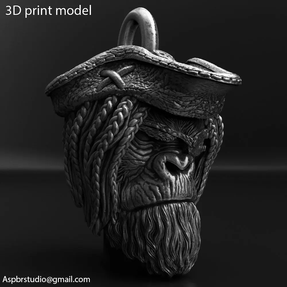 Animal pendant jewelry Pirate monkey vol2  3D print model_0