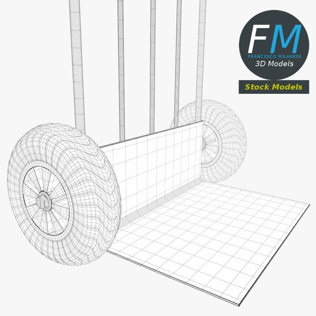 Parcel trolley sack truck 3D model_7
