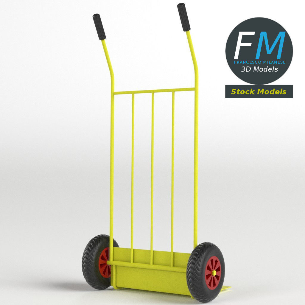 Parcel trolley sack truck 3D model_3