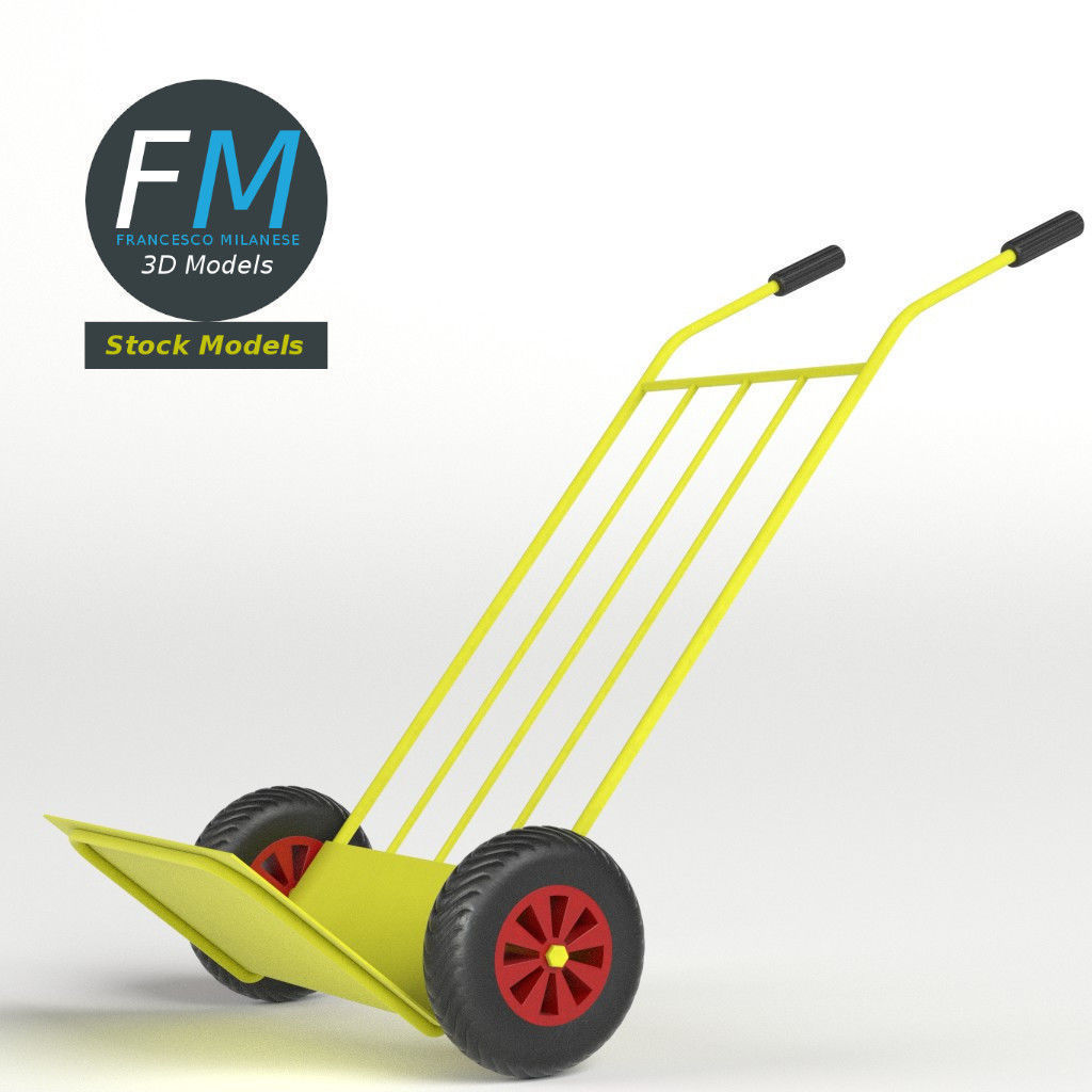 Parcel trolley sack truck 3D model_4
