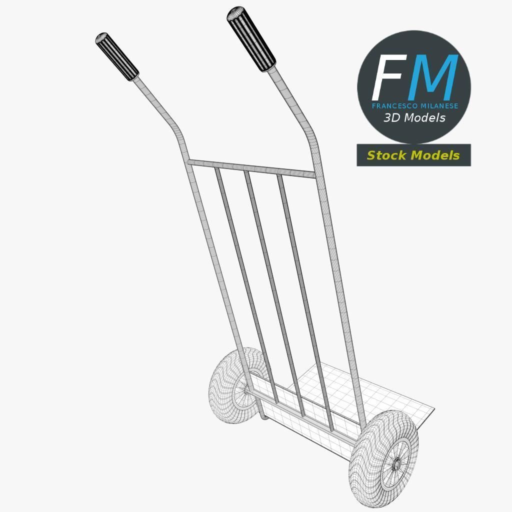 Parcel trolley sack truck 3D model_8