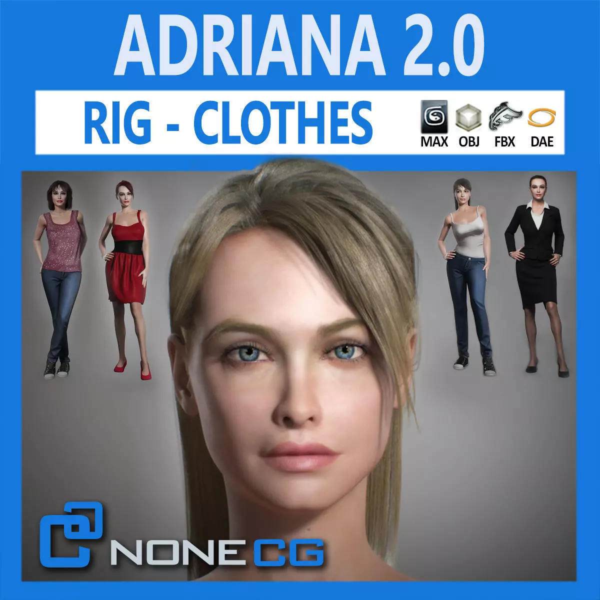 Rigged Adult Female Adriana 3D model_0