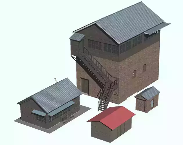 old japan railway side house set