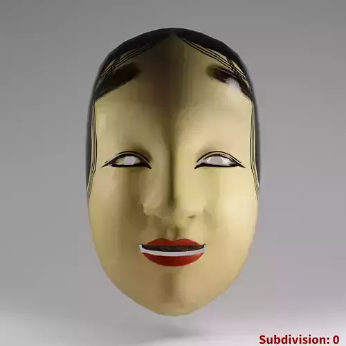 Japanese Mask Onna  Noh Theatre mask low-poly 3d model  Low-poly 3D model