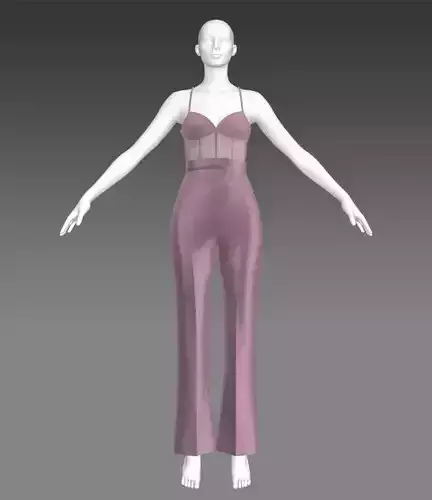 Chic straight pants with lacey top Low-poly 3D model