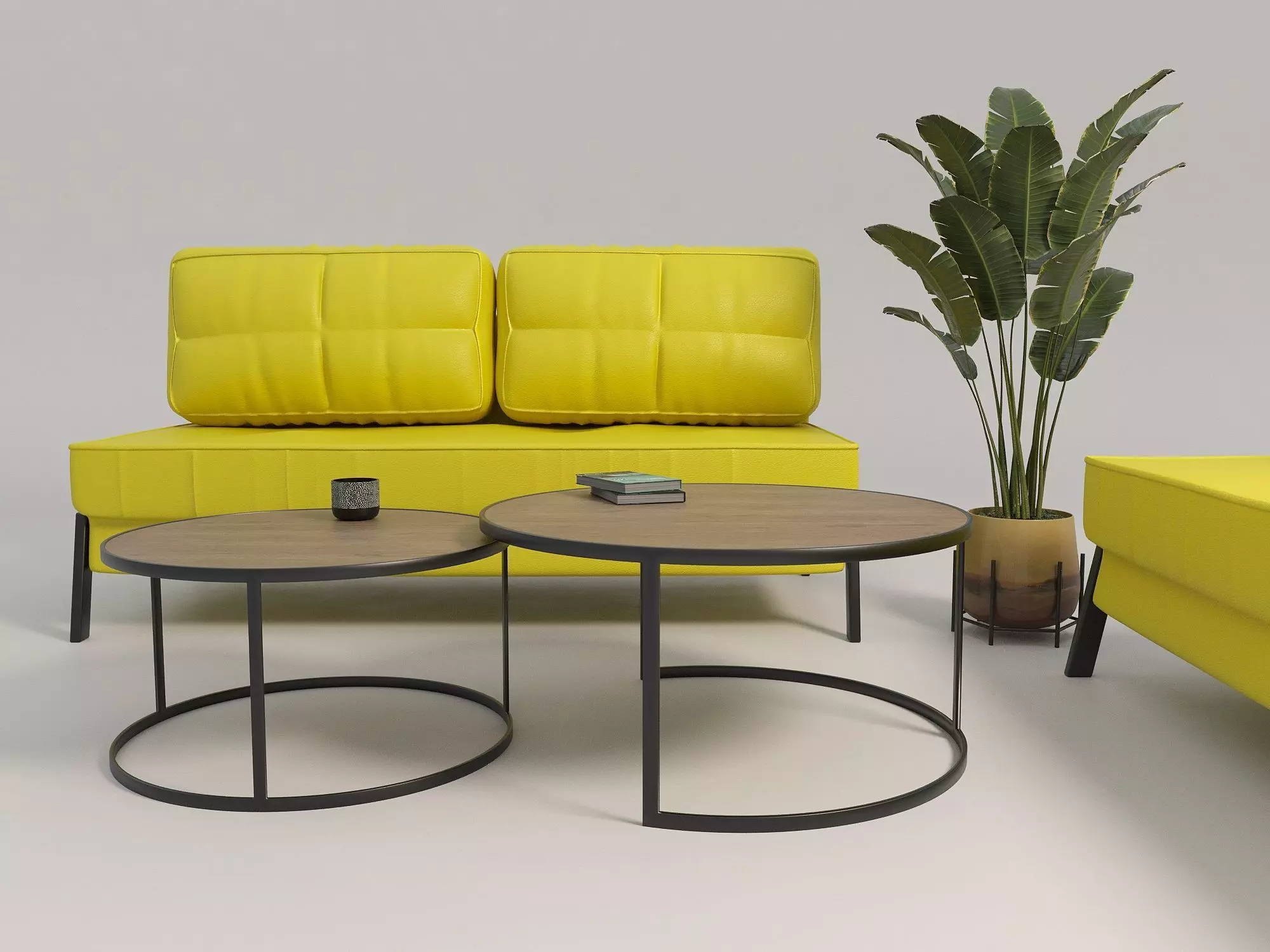Yellow Sofas and Coffee Tables 3D model_0