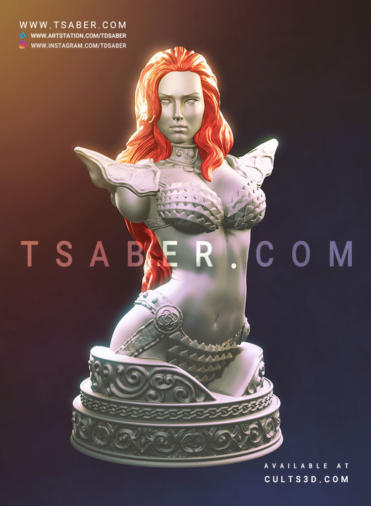 Red Sonja Bust 3D print model_2