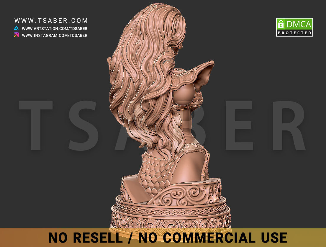 Red Sonja Bust 3D print model_9