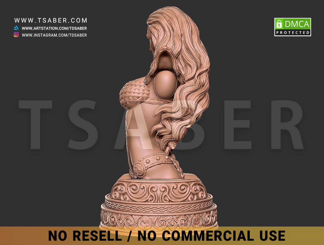 Red Sonja Bust 3D print model_16