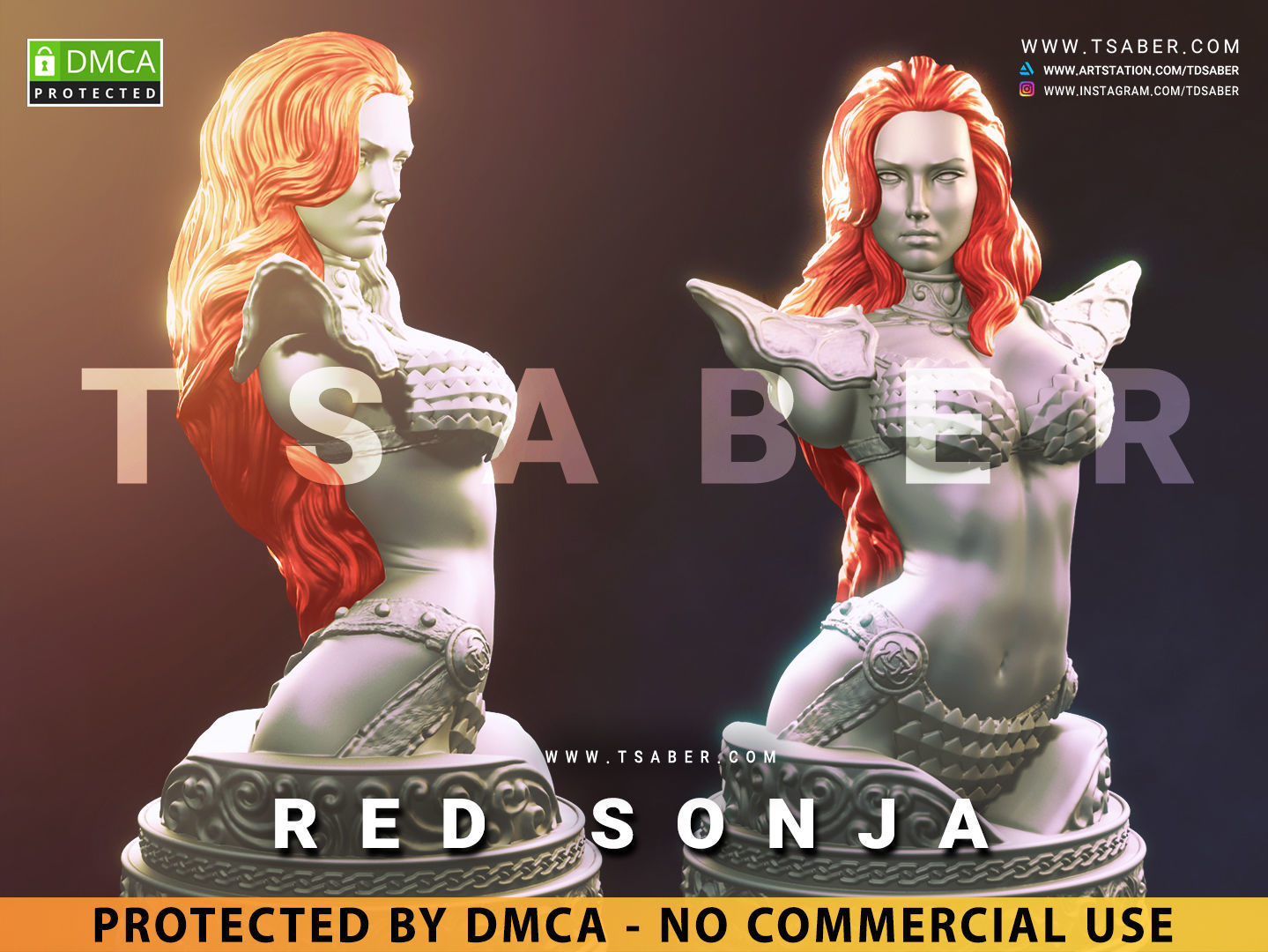 Red Sonja Bust 3D print model_1