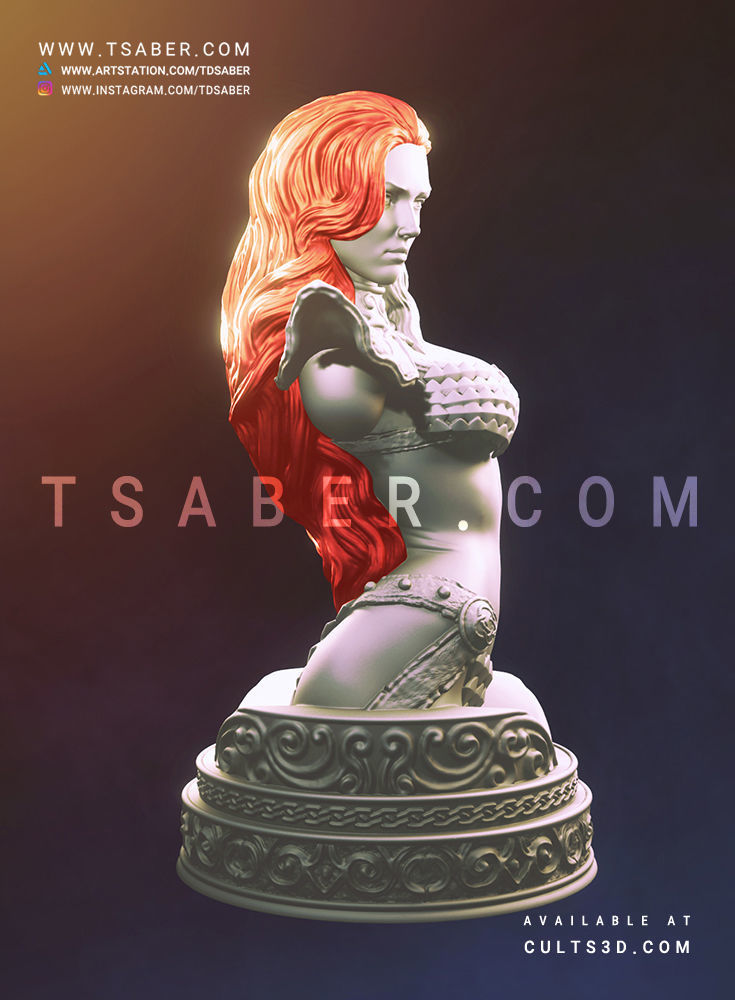Red Sonja Bust 3D print model_4