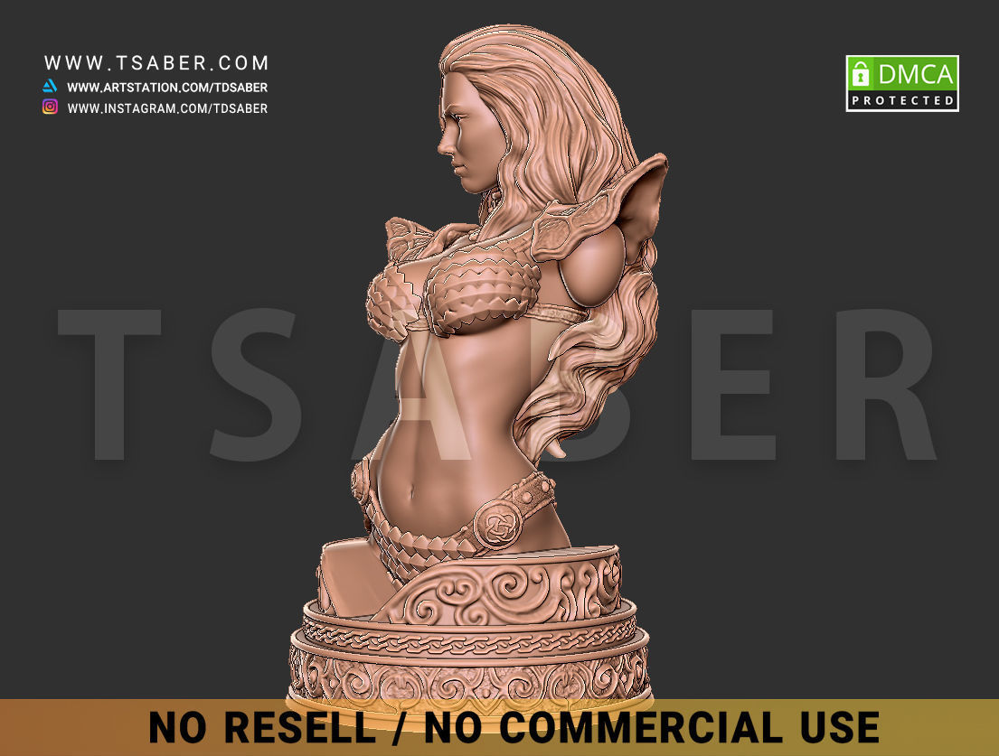 Red Sonja Bust 3D print model_15