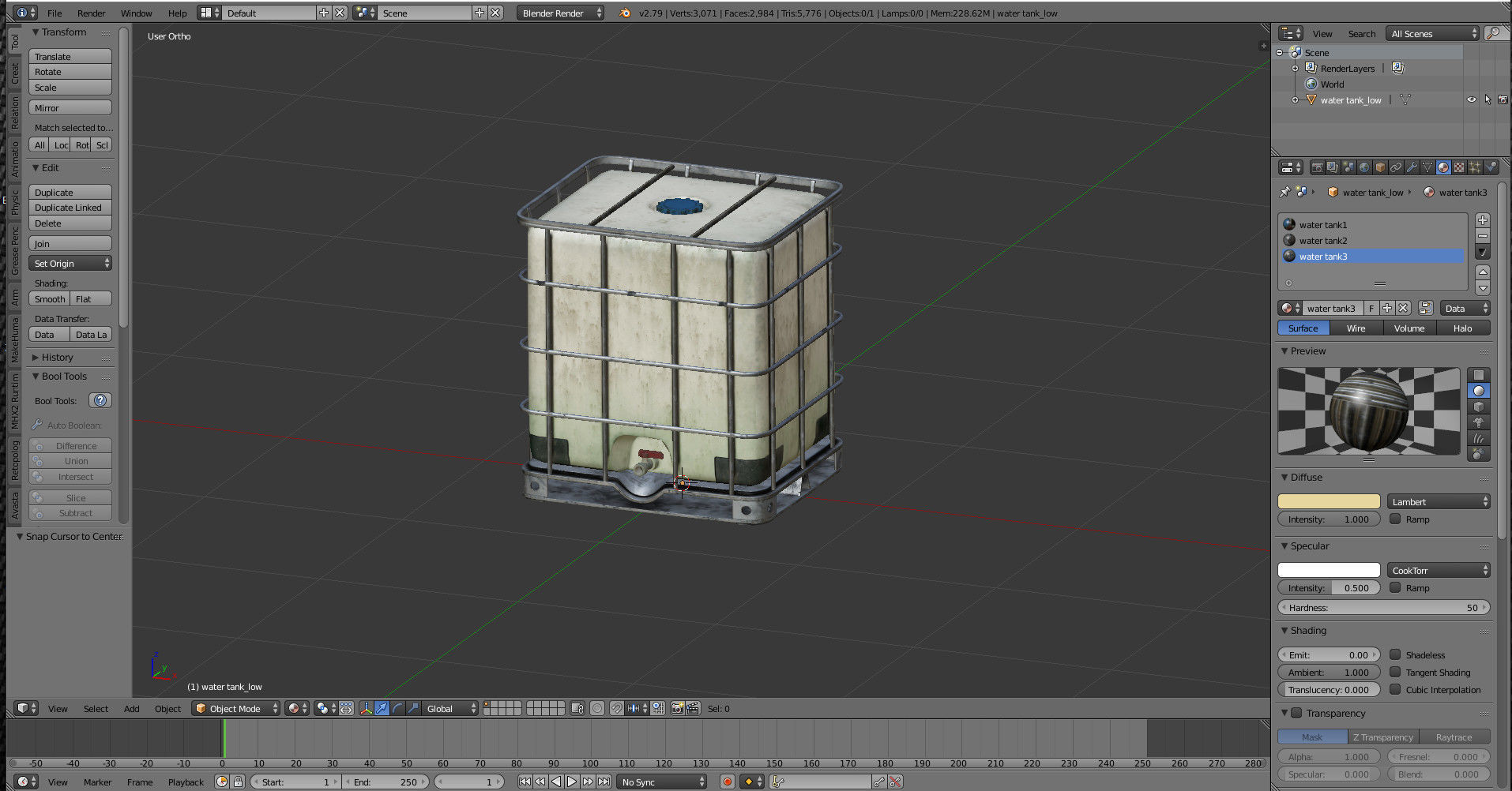 water tank Low-poly 3D model_9