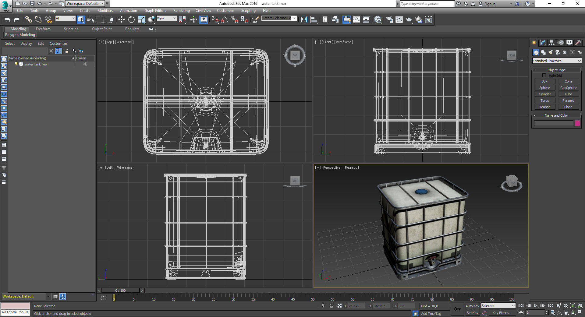 water tank Low-poly 3D model_10