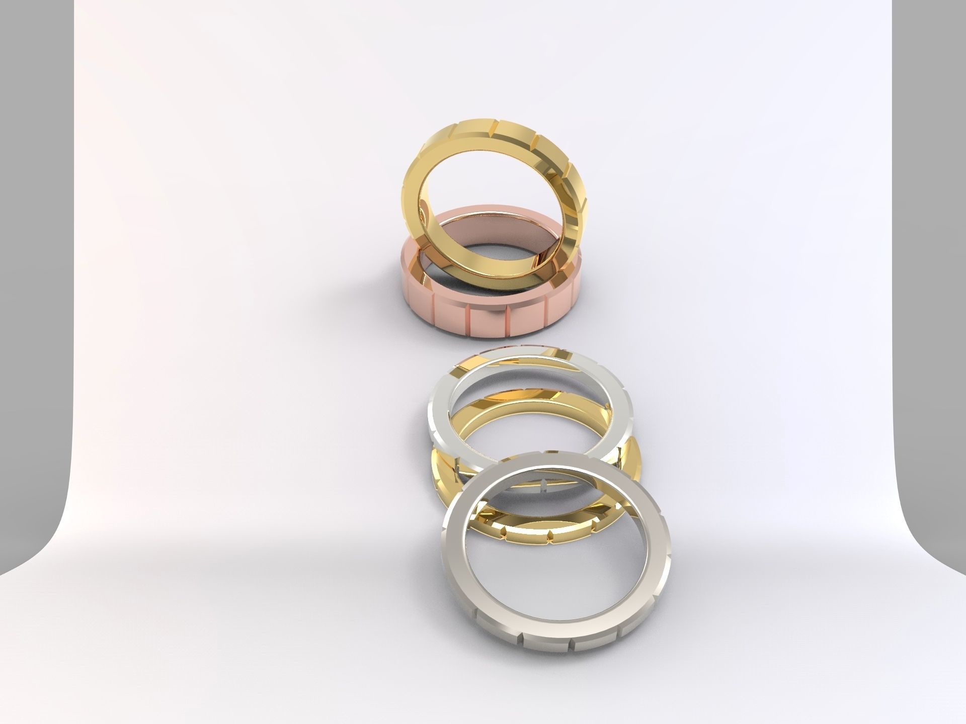 Wedding Ring cutted 3D print model_7