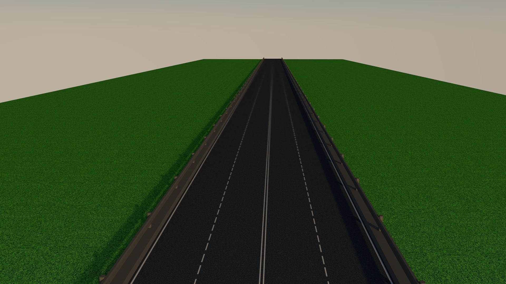 Highway in middle of field Low-poly 3D model_3