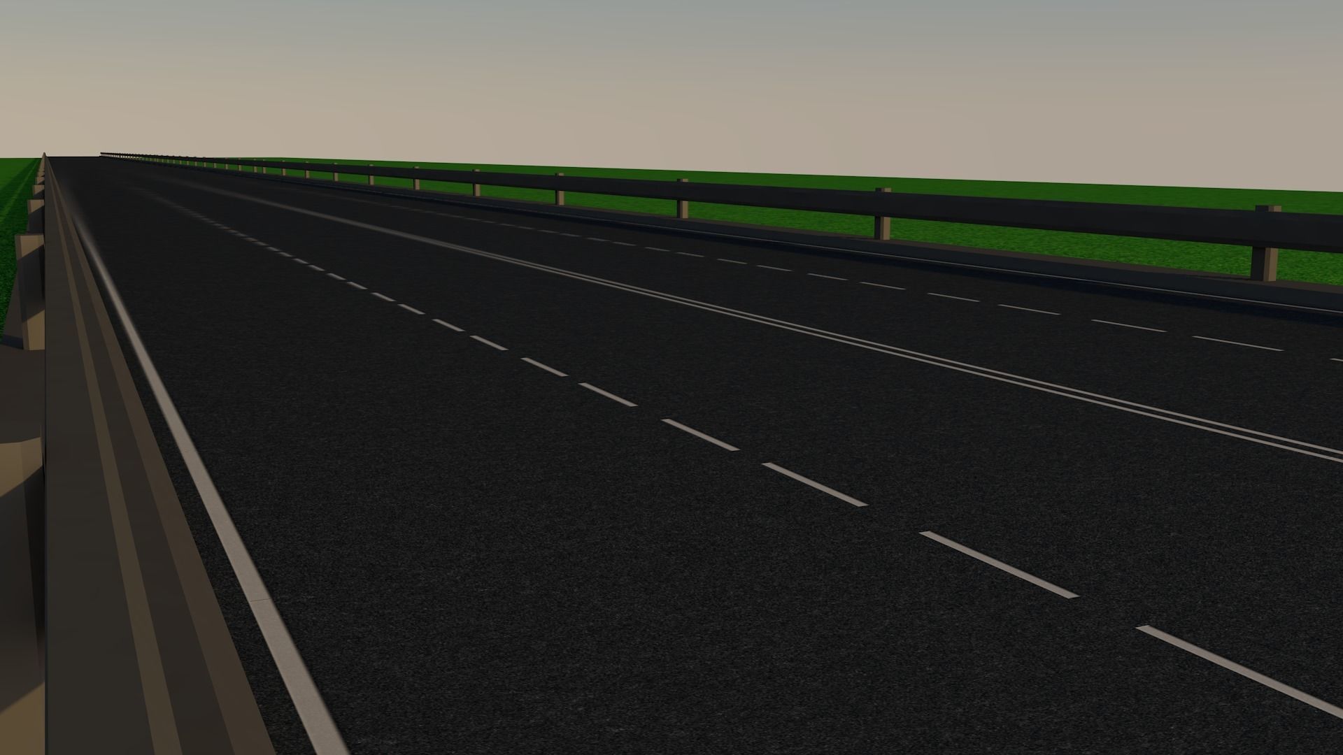 Highway in middle of field Low-poly 3D model_1