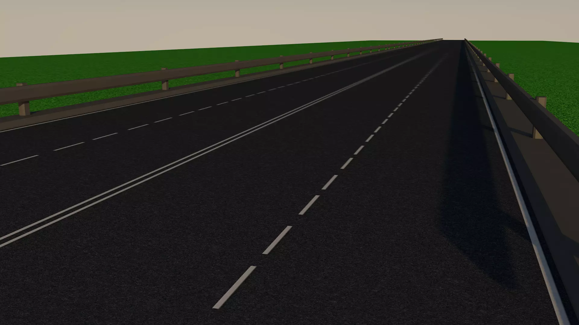 Highway in middle of field Low-poly 3D model_0
