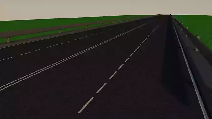 Highway in middle of field Low-poly 3D model