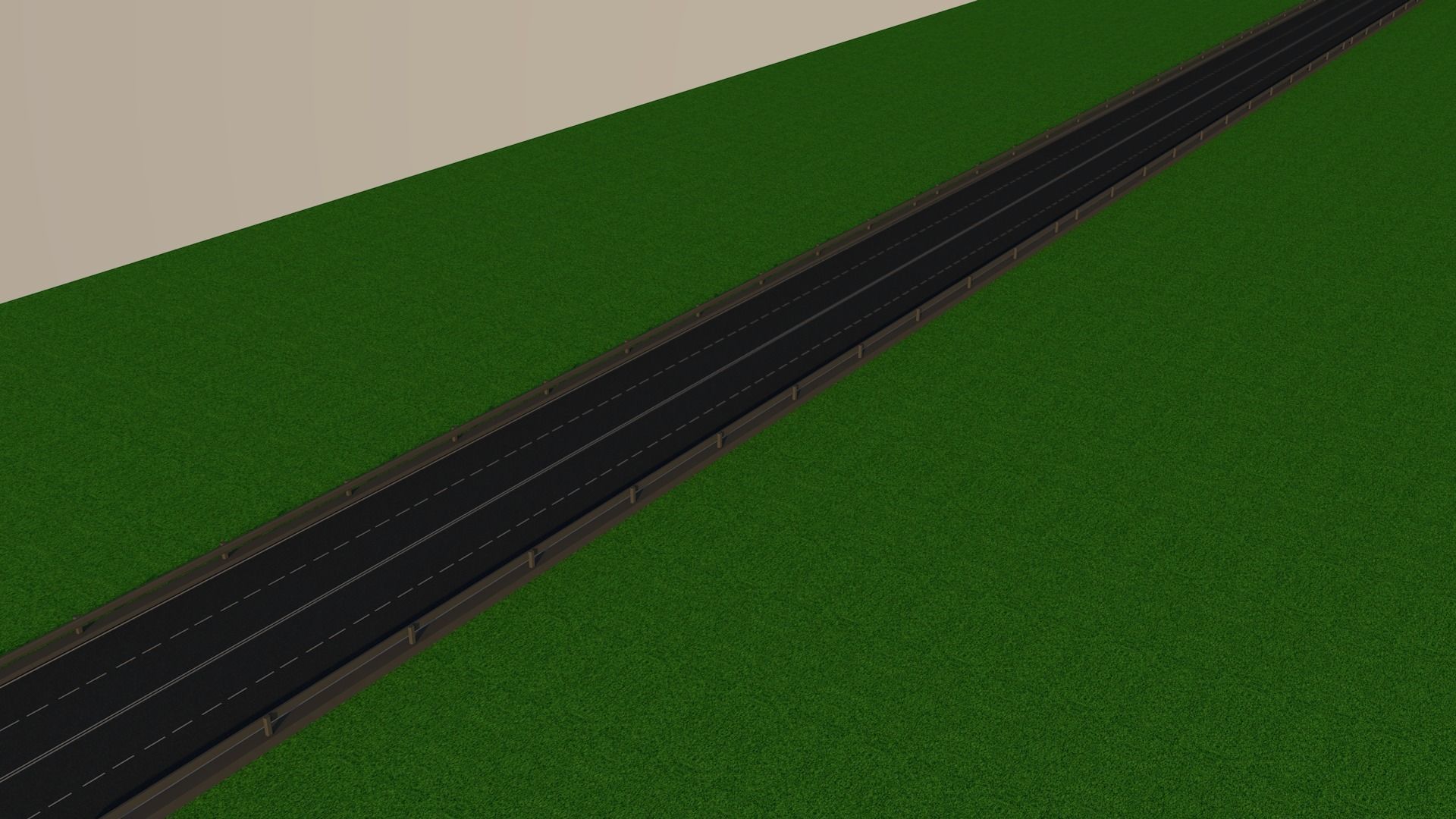 Highway in middle of field Low-poly 3D model_4