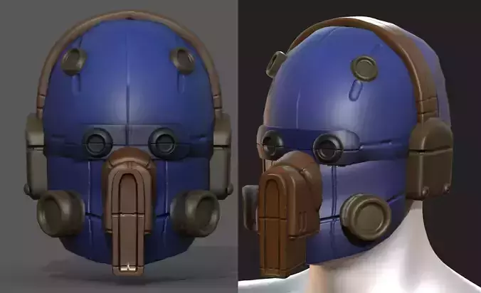 Helmet scifi military combat 3d model low poly 