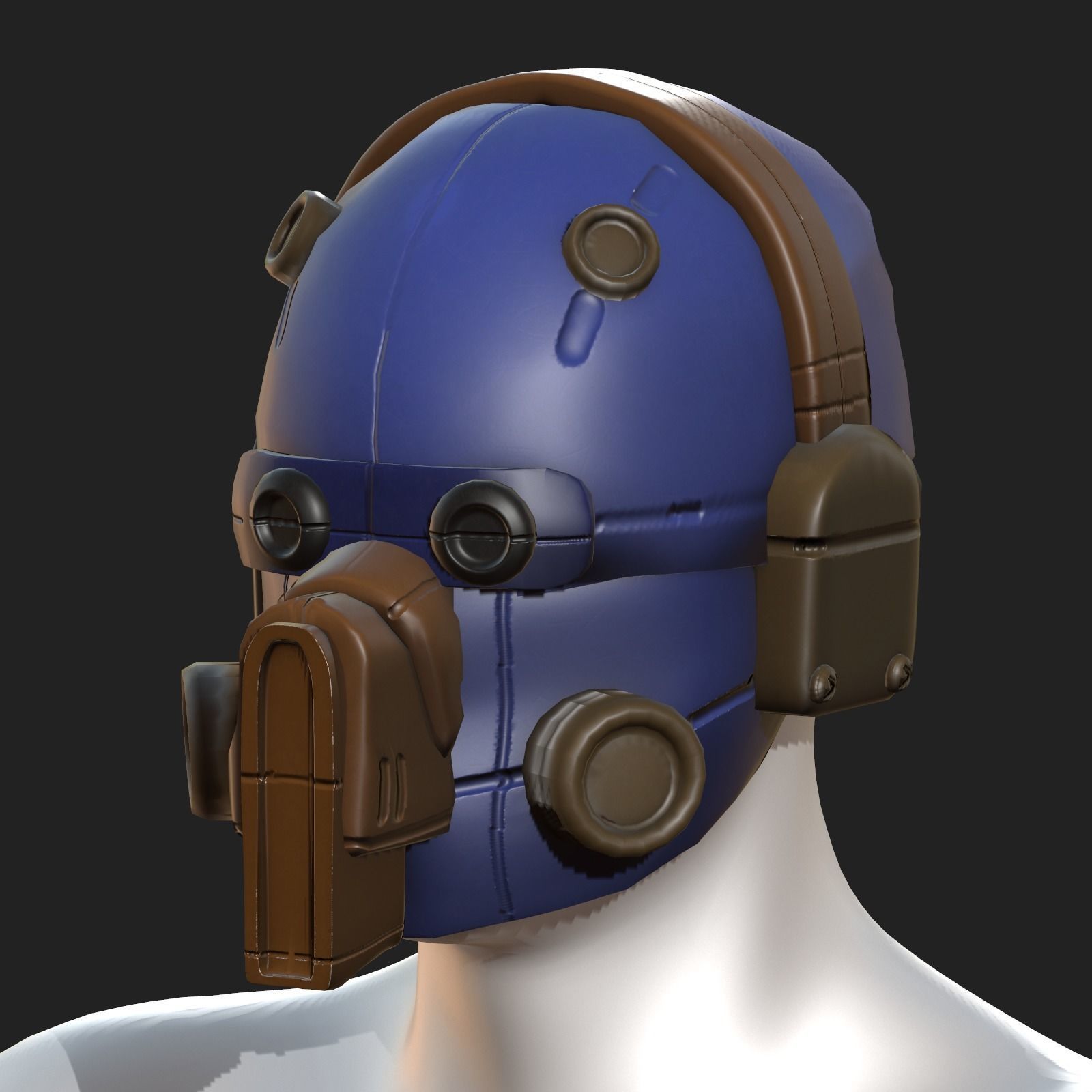 Helmet scifi military combat 3d model low poly  Low-poly 3D model_3