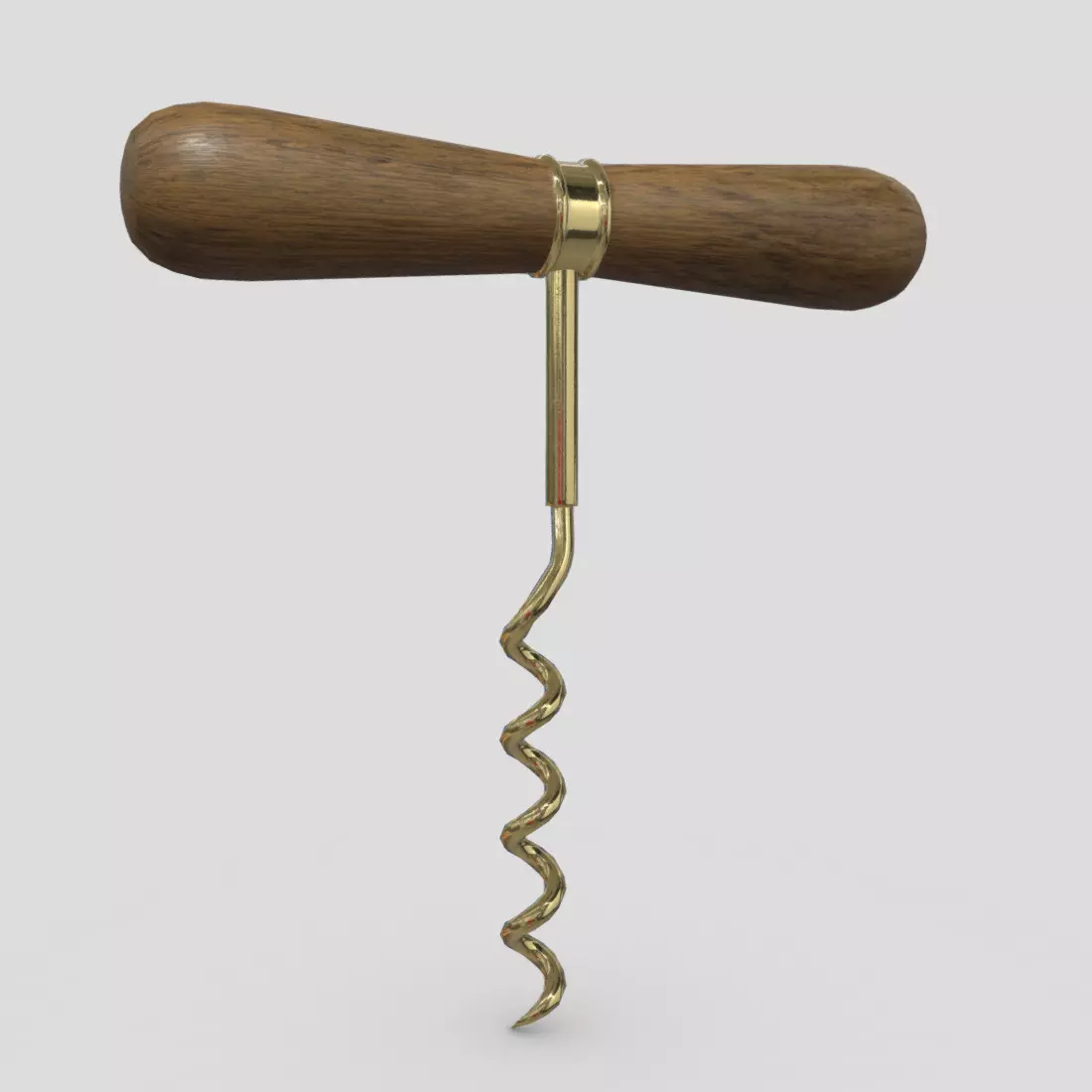 Corkscrew 2 wooden wine Low-poly 3D model_0