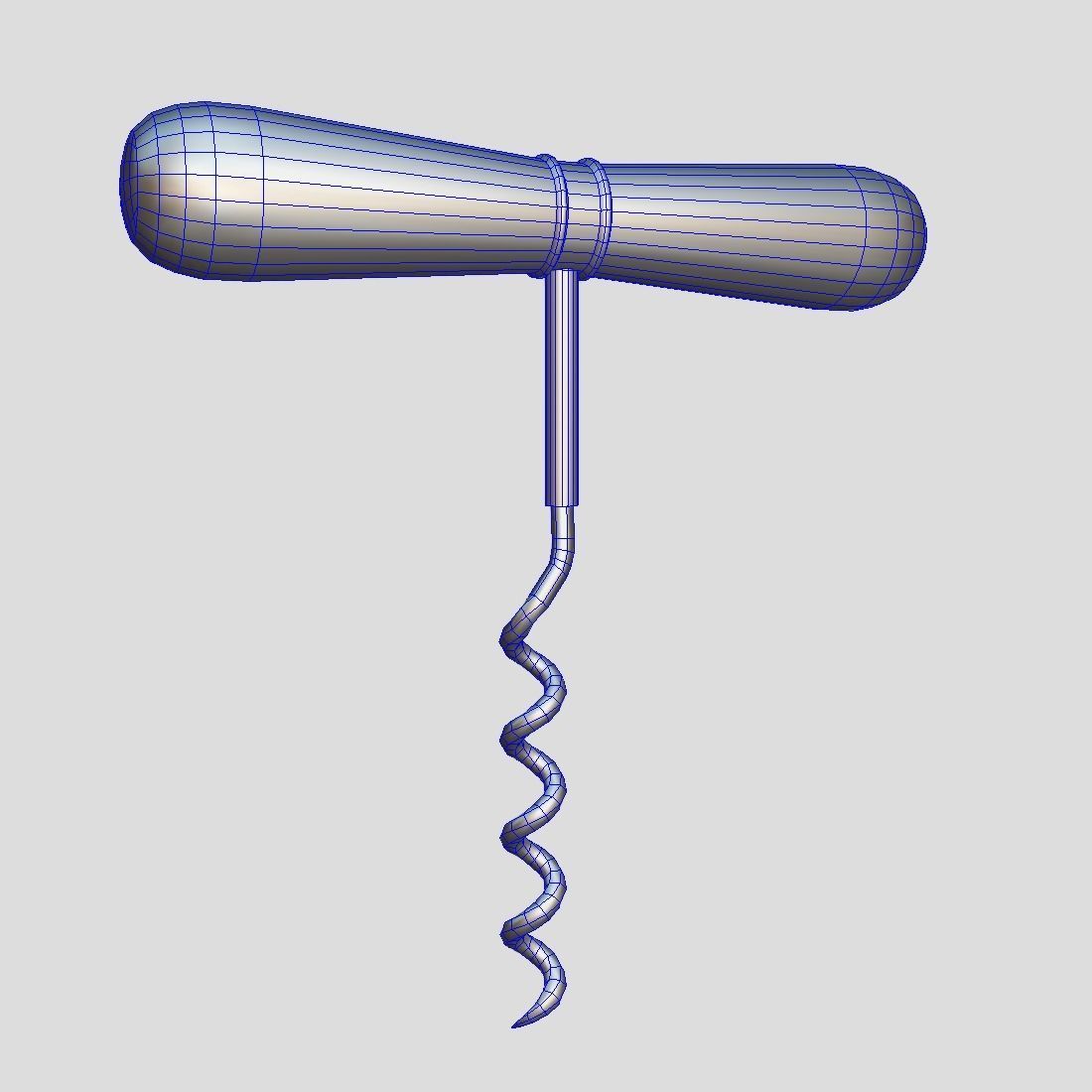 Corkscrew 2 wooden wine Low-poly 3D model_1