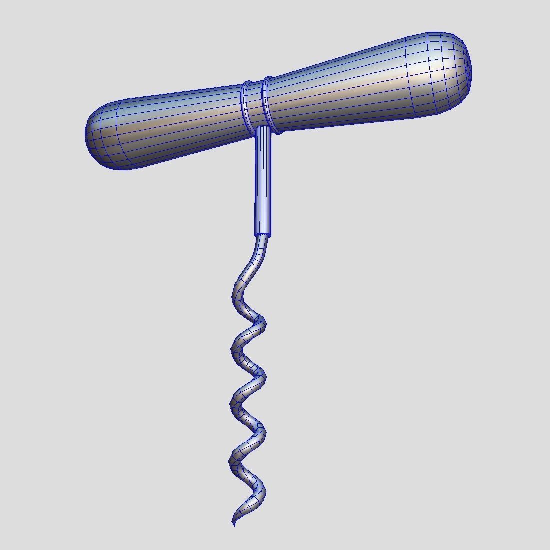 Corkscrew 2 wooden wine Low-poly 3D model_11
