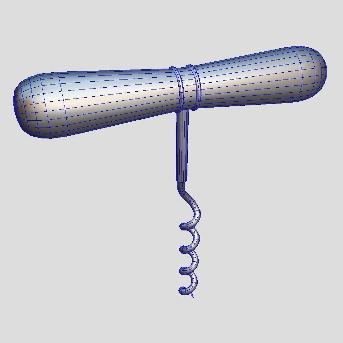 Corkscrew 2 wooden wine Low-poly 3D model_9