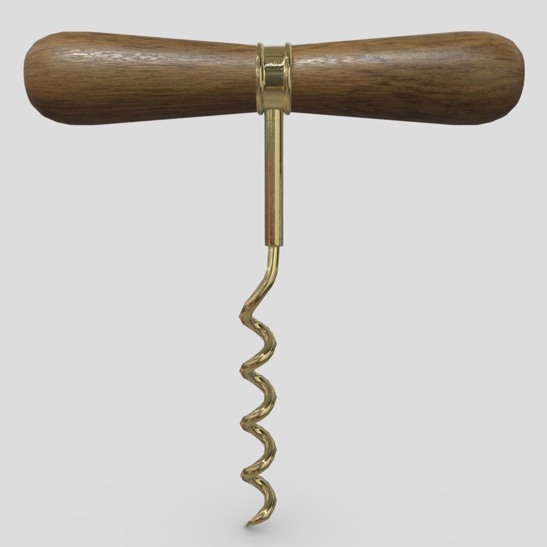 Corkscrew 2 wooden wine Low-poly 3D model_2