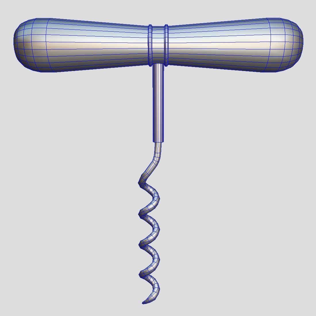 Corkscrew 2 wooden wine Low-poly 3D model_3
