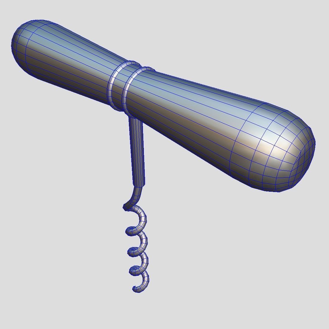Corkscrew 2 wooden wine Low-poly 3D model_5